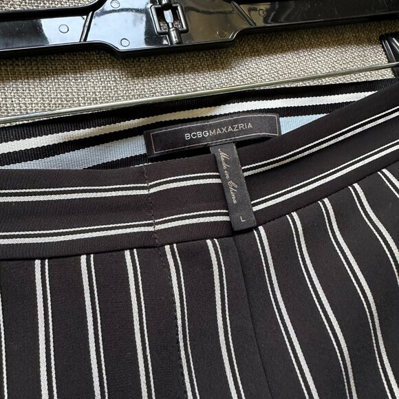 BCBGMAXAZRIA High Rise Wide Leg Pants Stripe Black - Size L - Picture 3 of 8